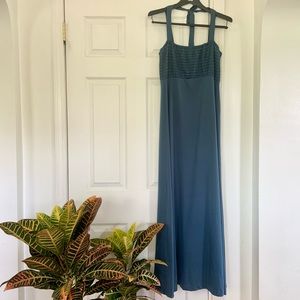 Vintage 70s Maxi Tie Strap Smocked Sundress Gown